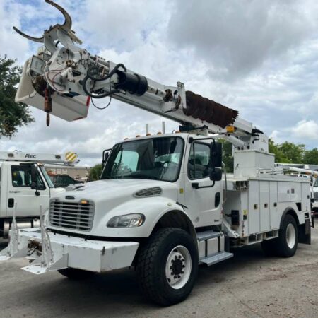 2012 FREIGHTLINER M2 106 4X4 ALTEC DM47BR DIGGER DERRICK & BUCKET TRUCK W/ REMOTE CONTROL 47 FT  HEIGHT & 535 LBS BUCKET CAPACITY