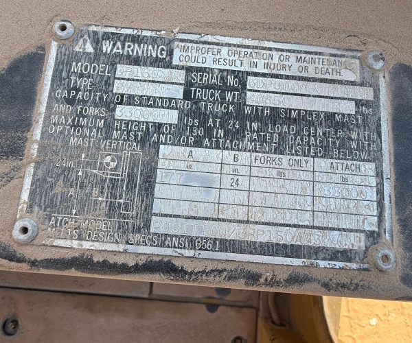 2002 CATERPILLAR DP150 FORKLIFT DIESEL 33.000 LB HEAVY DUTY FORKLIFT 005