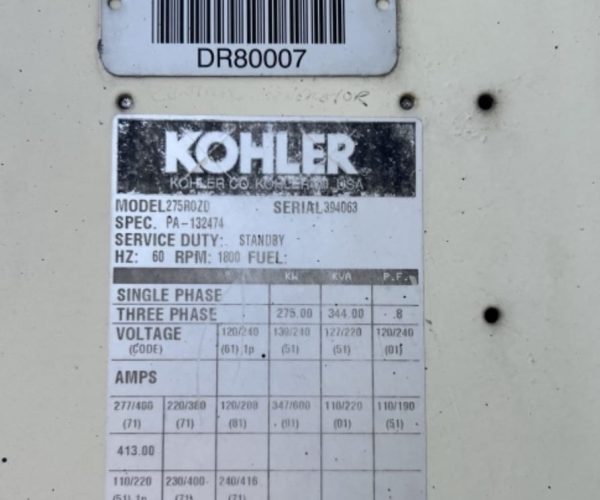 2002 KOHLER 275ROZD DIESEL GENERATOR 010