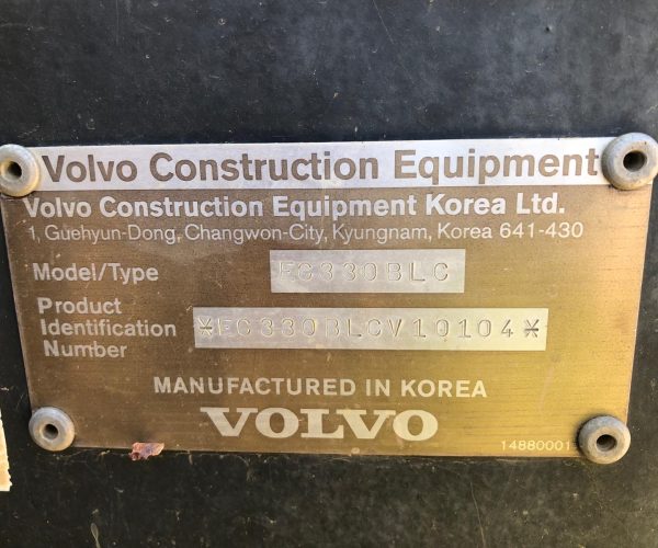2002 VOLVO EC330BLC EXCAVATOR ENCLOSED CAB 024