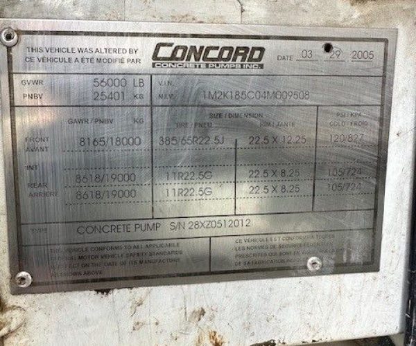 2004 CONCORD 28M CONCRETE PUMP 017