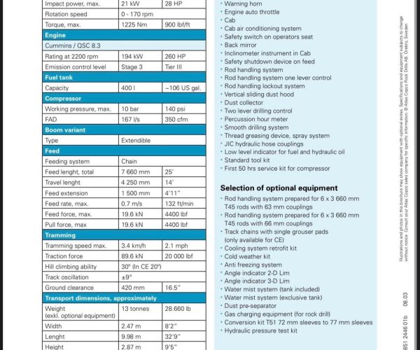 2008 ATLAS COPCO ECM 660 IV HYDRAULIC ROCK DRILL RIG CAB 012