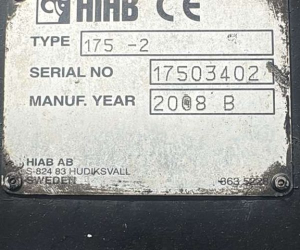 2008 HIAB 175-2 KNUCKLE BOOM CRANE 6.5 TONS 008