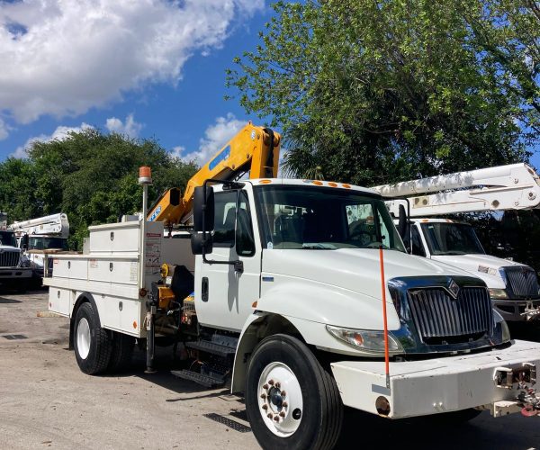 2008 INTERNATIONAL FLAT BED 4300 KNOCKLE BOOM CRANE EFFER 110E 002