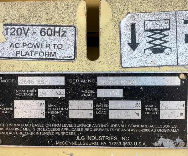 2014 JLG 2646 SCISSOR LIFT 013