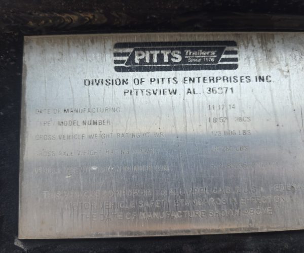 2014 PITTS LB52-38CS TRI-AXLE LOWBOY TRAILER 52 TONS 104,000 013