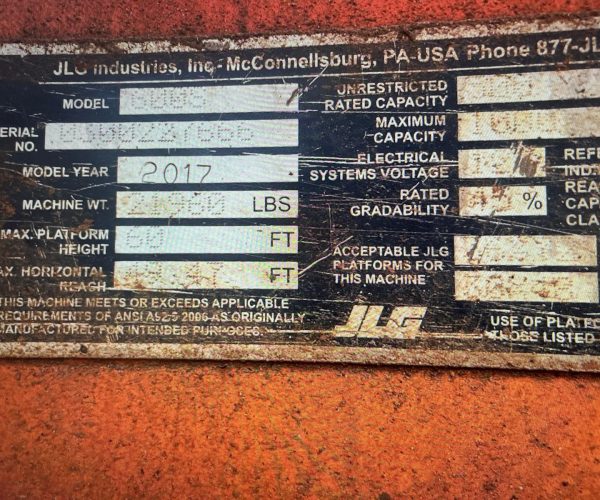 2017 JLG 600S TELESCOPIC BOOM LIFT 010