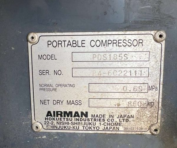4 AIRMAN PDS185S PORTABLE AIR COMPRESSORS WITH 027