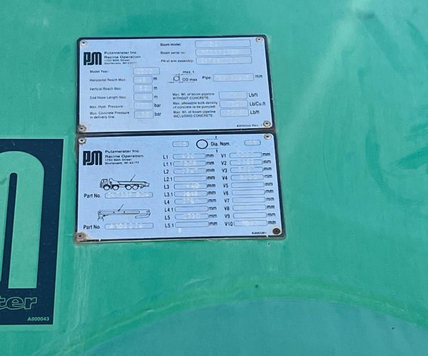 PUTZMEISTER CONCRETE BOOM PUMP 54M 014
